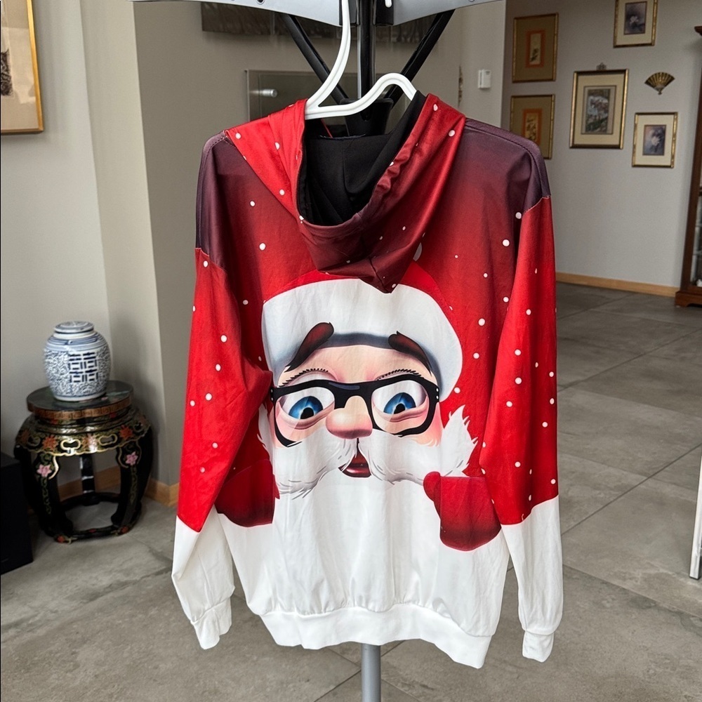 Santa Claus Graphic Hoodie Sweatshirt Red White men’s XXL - Picture 4 of 6